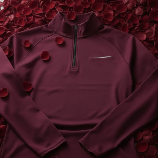 AlphyGolf Mens Quarter Zip Pullover Long Sleeve Golf Shirts 1/4 Half Zip Sweatshirts for Golf Polo Fishing Athletic Wine Red